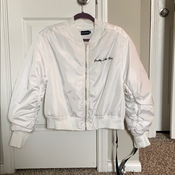 white oversized bomber jacket